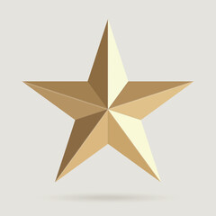 Fototapeta premium Geometric Gold Star with Subtle Shadow