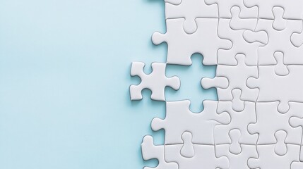 Obraz premium White Jigsaw Puzzle Pieces on Blue Background