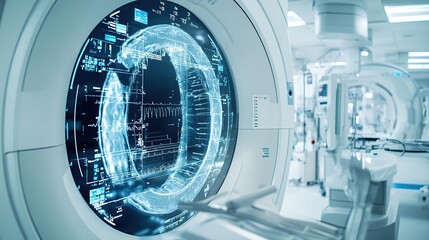 Obraz premium Hospital MRI scan displays brain data, medical technology