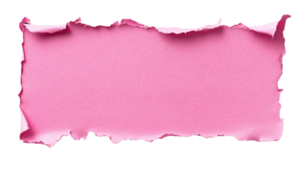 Pink ripped paper piece with transparent background for easy isolation