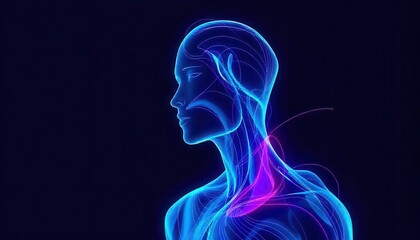 Exploring human anatomy and physiology digital art abstract visualization blue and pink colors side view perspective