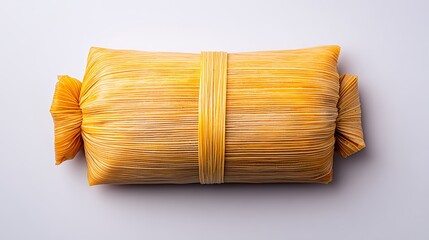 Rectangular Food Wrapped in Textured Yellow Gold Leaf, Studio Shot