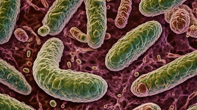  Enlarged Image of Typhoid Bacteria (Salmonella typhi) Under a Microscope