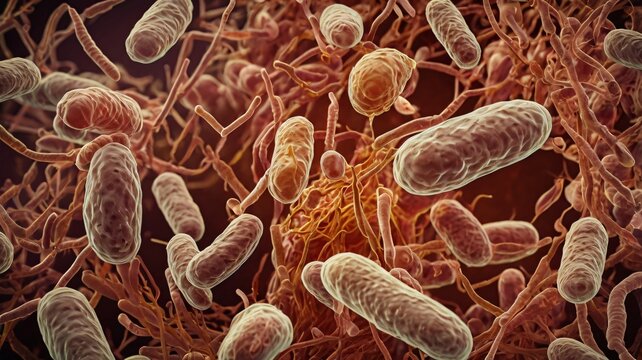  Enlarged Image of Typhoid Bacteria (Salmonella typhi) Under a Microscope