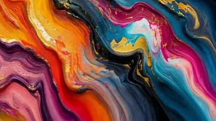 Colorful abstract art showcases vibrant swirls and flowing patterns in dynamic composition