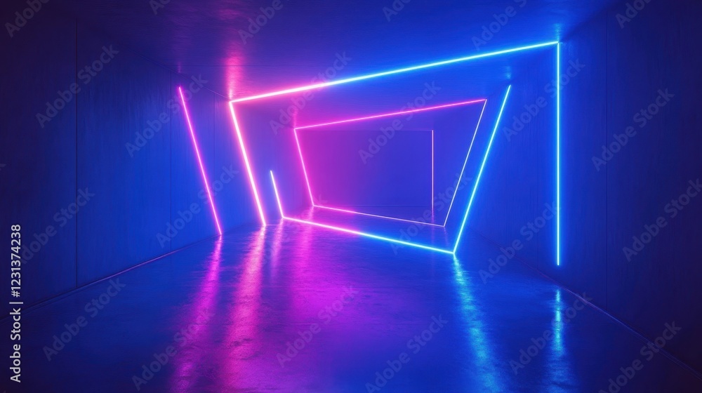 Poster vibrant blue abstract artwork with flowing patterns and luminous effects in a dark background