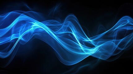 Obraz premium Vibrant blue abstract artwork with flowing patterns and luminous effects in a dark background