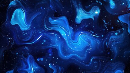 Obraz premium Vibrant blue abstract artwork with flowing patterns and luminous effects in a dark background