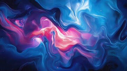 Fototapeta premium Vibrant blue abstract artwork with flowing patterns and luminous effects in a dark background