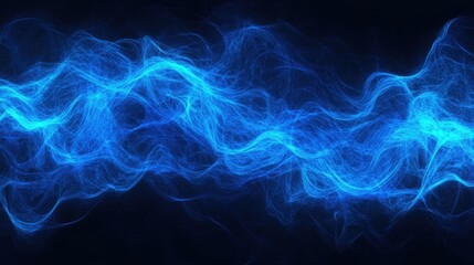 Obraz premium Vibrant blue abstract artwork with flowing patterns and luminous effects in a dark background