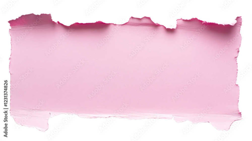 Poster pink ripped paper with transparent background creating copy space