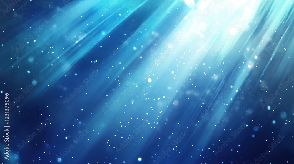 Poster vibrant blue abstract artwork with flowing patterns and luminous effects in a dark background