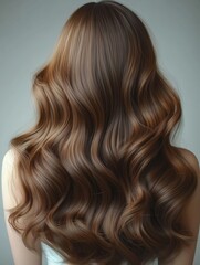 Fototapeta premium woman hair back view wavy thick long brown