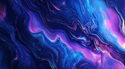 Fototapeta premium Vibrant blue abstract artwork with flowing patterns and luminous effects in a dark background