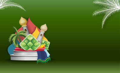 Illustration of a banner template for the month of Ramadan and Eid