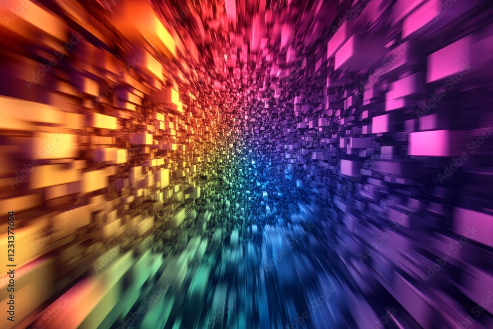 Poster dynamic color spectrum in digital art: a vivid exploration of technology and motion