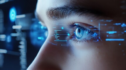 Eye with digital overlay for technology and future