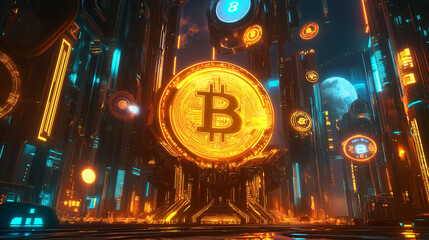 Cryptocurrency and Blockchain Technology Concept.