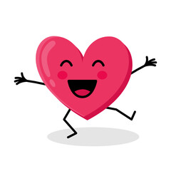 Happy Heart Character. Emoji Heart Laughing.