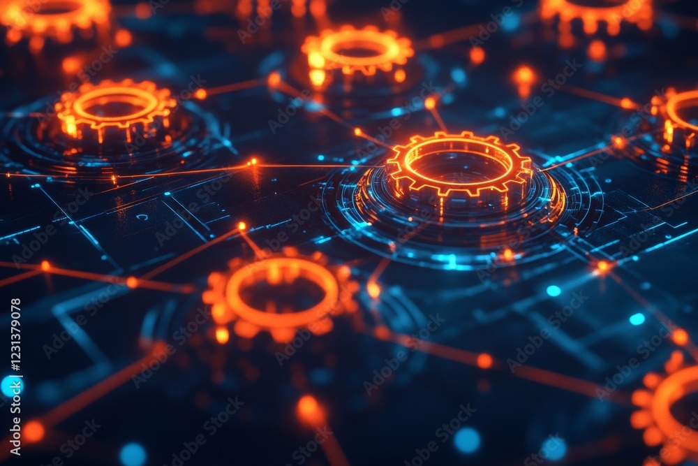 Aufkleber dynamic gears and circuitry: futuristic tech design