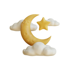 3D Moon and Star Night Icon