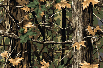 Seamless Oak and Pine Forest Camouflage for Hunting Apparel