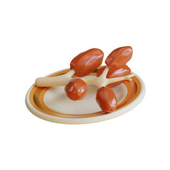 3D Render of Dates on Plate