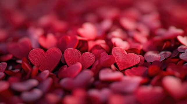 A 3D rendered pile of small red hearts, visually representing love, unity, and affection in a modern, digital artistic style - Powered by Adobe