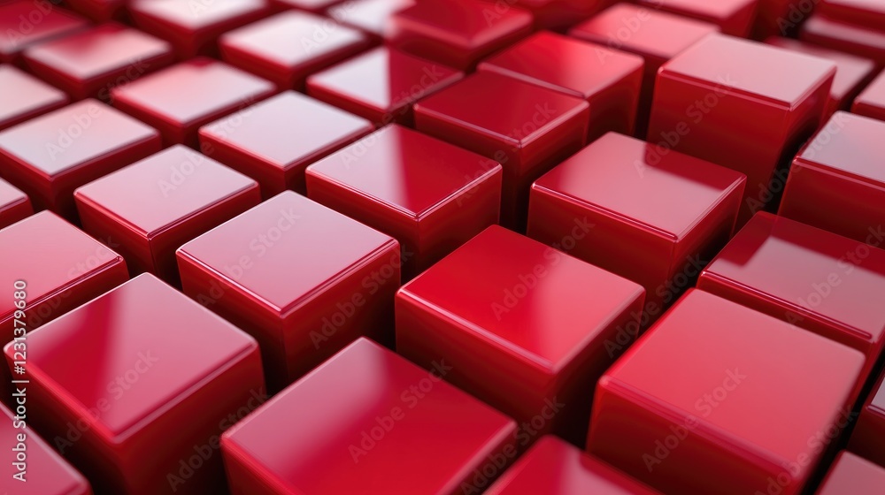 Poster A background of 3D red heart blocks arranged in a visually appealing pattern, symbolizing love, passion, and emotional connection