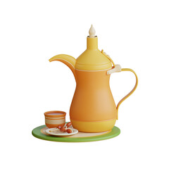 Arabic Coffee Pot with Dates and Cup iftar meal