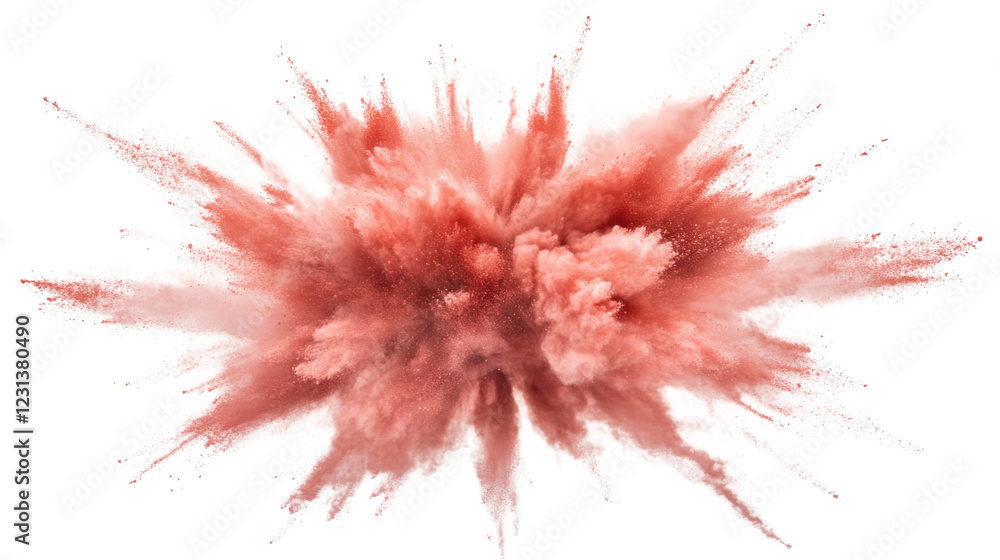 Poster pink powder exploding creating a big splash on transparent background