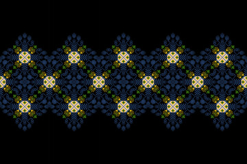 Geometric floral pattern  background vector illustration.flower ethnic pixel pattern,Aztec style,abstract background.design for texture,fabric,clothing,decoration,print,sarong.