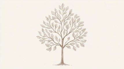 Obraz premium Hand-drawn illustration of a leafy tree.