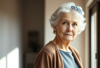 Portait of a stylish old woman in natural light