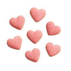 Obraz premium Sweet heart-shaped pink cookies on a Transparent Background