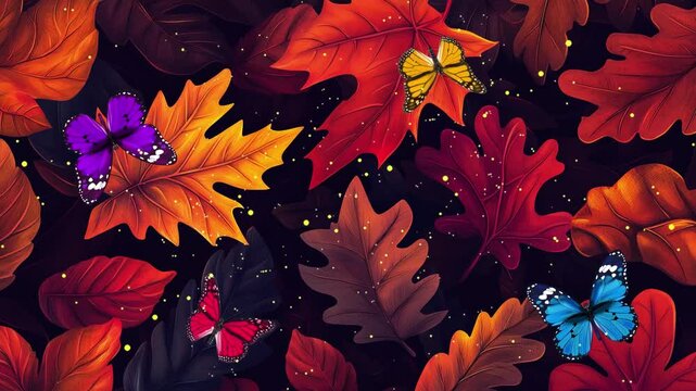 leaf fall leaves seamless background autumn seamless looping overlay 4k virtual video animation background