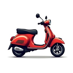 red scooter on white background