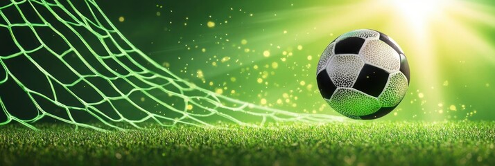 Soccer Goal with Ball Hitting the Net Dynamic Illustration