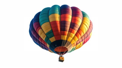 Fototapeta premium Vibrant hot air balloon isolated on white background for creative design projects and travel theme visual content.