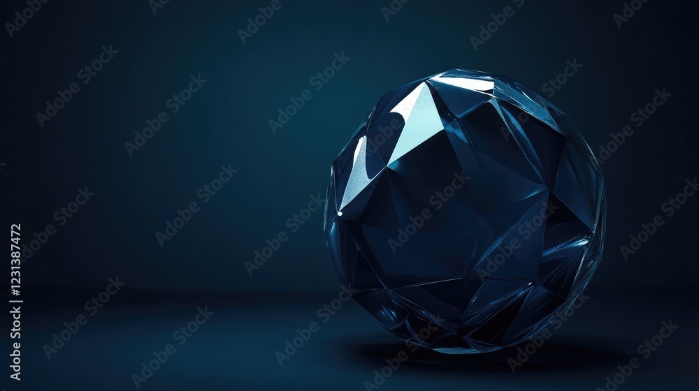 Aufkleber a dark blue background showcasing a sliced geometric blue sphere, each layer creating visual intrigu
