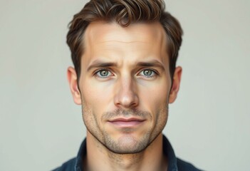 Obraz premium Male portrait on neutral background with focus on eyes