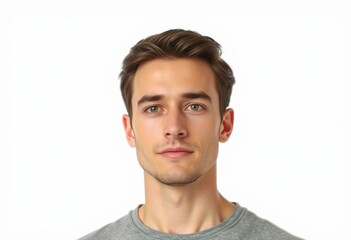 Obraz premium Male portrait with neutral expression on plain background