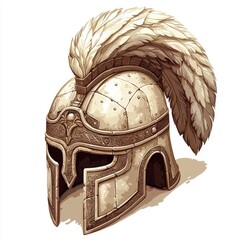 Fototapeta premium Ancient Greek Helmet: Ornate War Armor, History, Battle, and Mythology