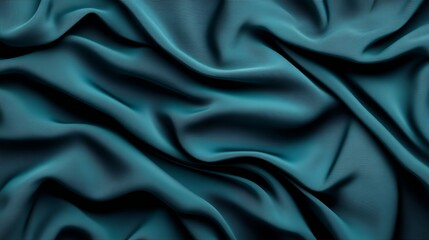 Fototapeta premium Teal Fabric Draped Softly Showing Texture and Flow