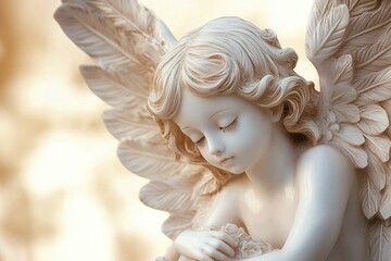 Delicate Porcelain Angel with Feathered Wings