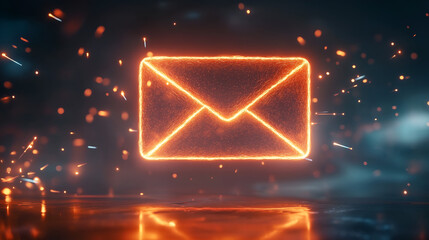 Energetic explosion of light and sparks around a radiant envelope icon