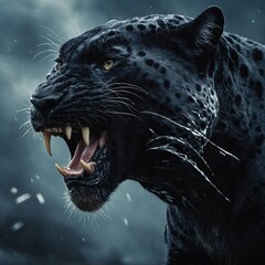 A fierce panther head with wind effects swirling around, giving a strong sense of motion in the gaming design.