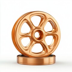 Obraz premium Gold Film Reel Award Trophy On White Background