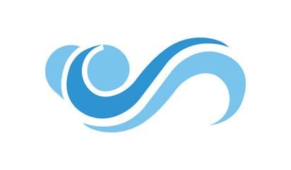 Blue love wave logo vector design template