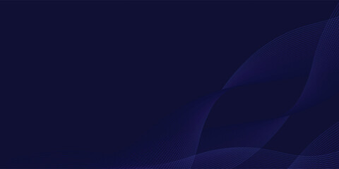 Dark blue and purple gradient abstract background. Line pattern with glowing waves, animated colorful line design elements, modern banner, Future technology and presentation ideas.